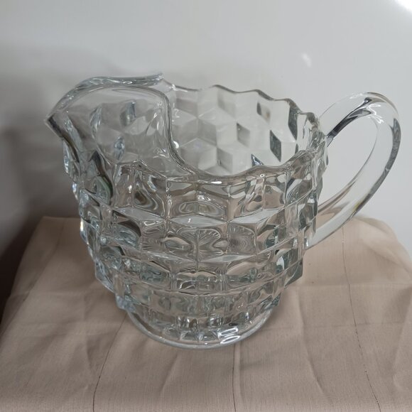 1940s Fostoria Cubist Glass Pitcher
